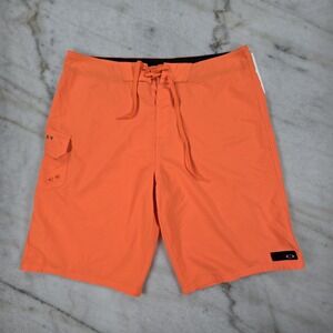 Oakley Mens Board Shorts Size 36 Orange Cargo Pocket Swim Trunks Surf Gorpcore